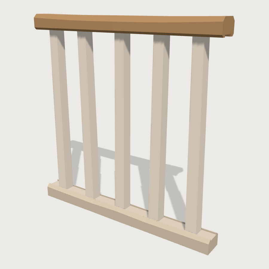 Landing Balustrade Run low-poly 3D model