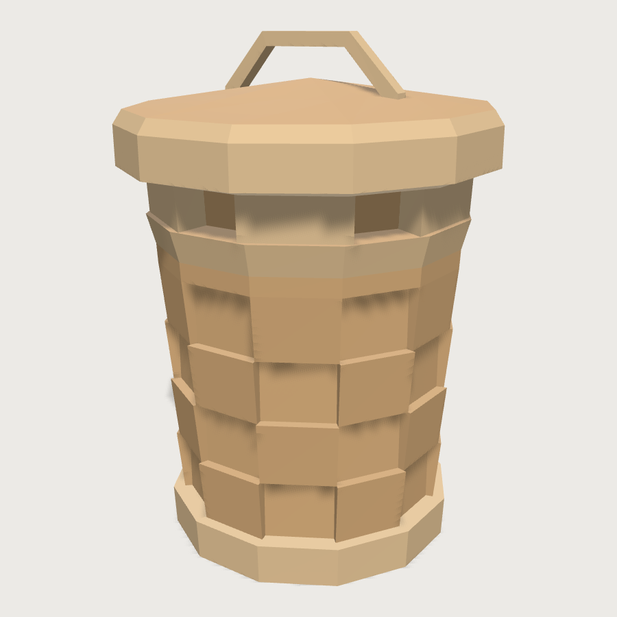 Laundry Basket low-poly 3D model