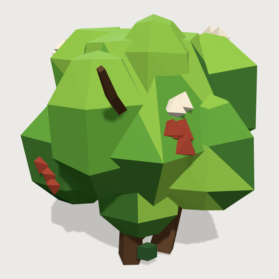 Leafy bush low-poly 3D model