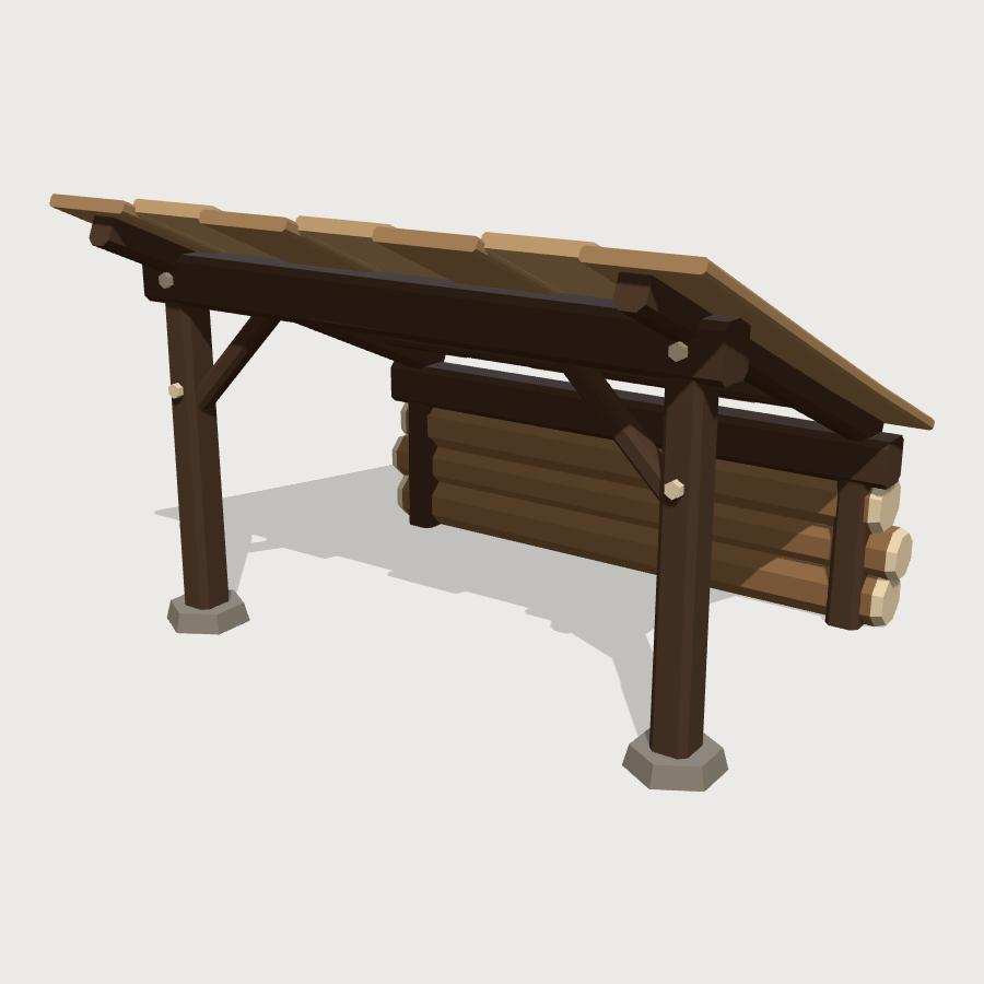 Lean-To Shelter low-poly 3D model