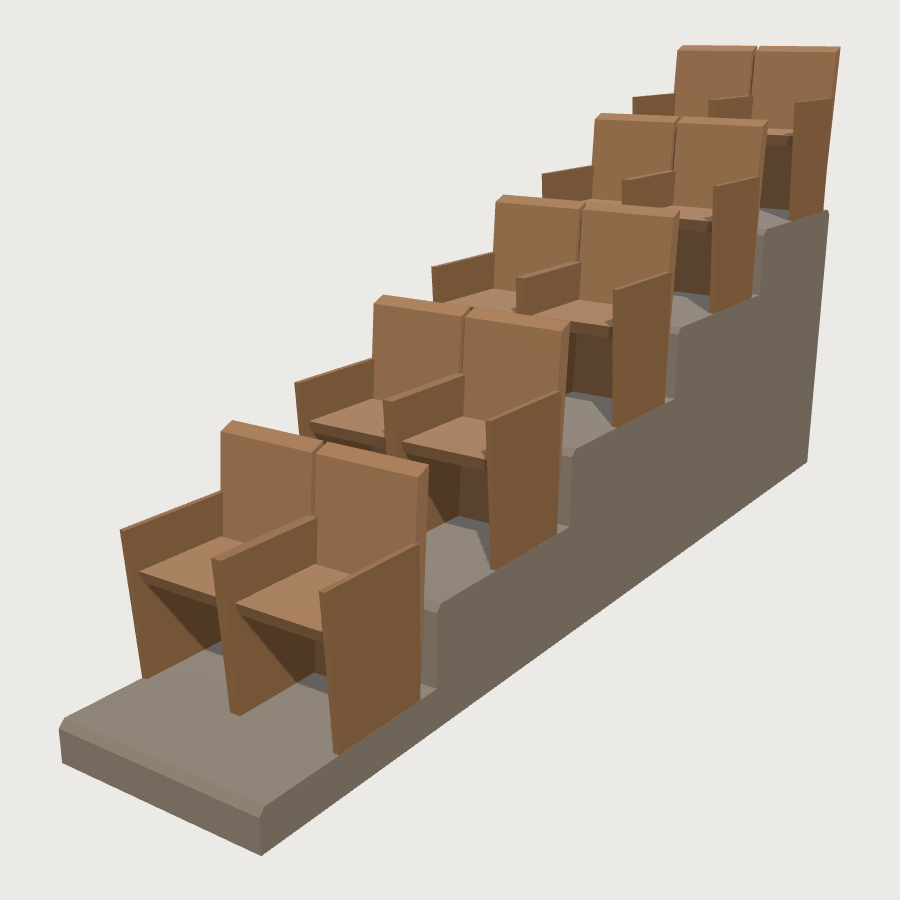 Lecture Theatre Seating Run low-poly 3D model