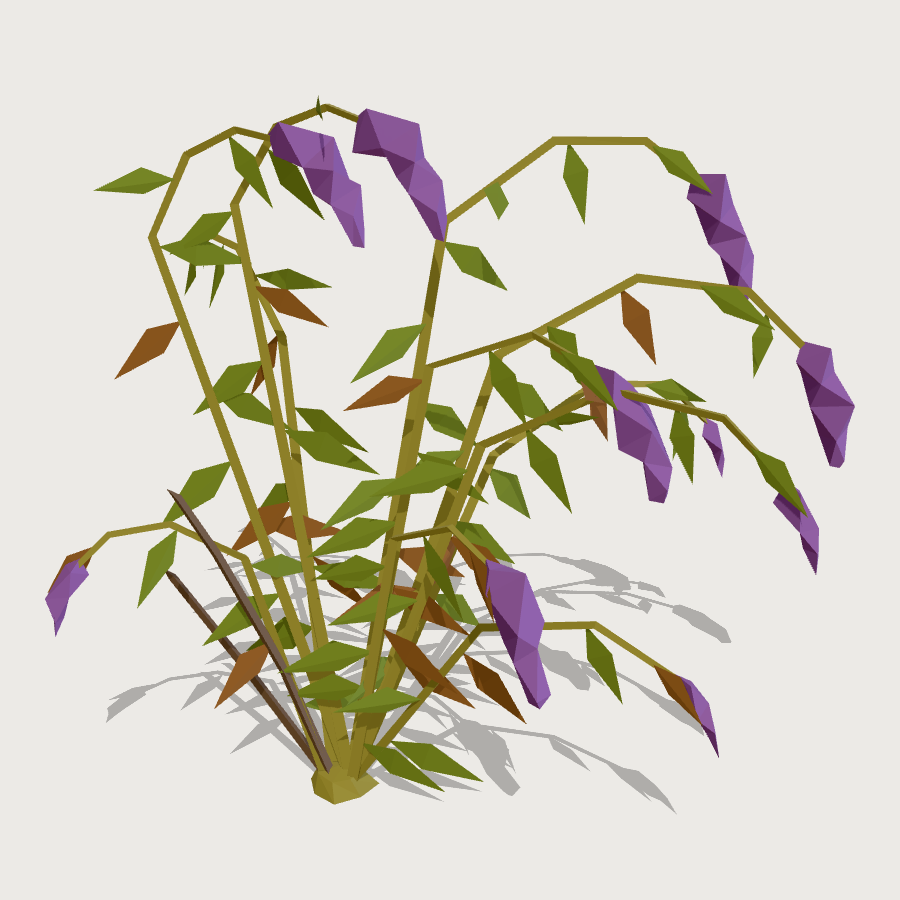 Lineside Buddleia low-poly 3D model