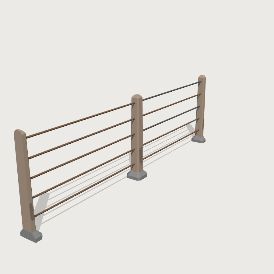 Lineside Fence Run low-poly 3D model