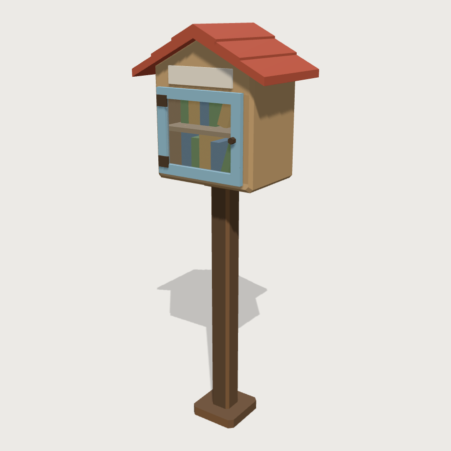 Little Free Library Post low-poly 3D model