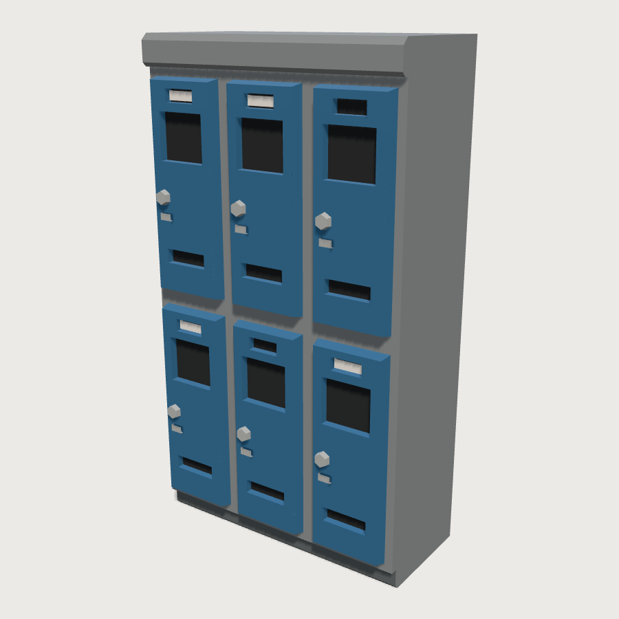 Locker Bank low-poly 3D model
