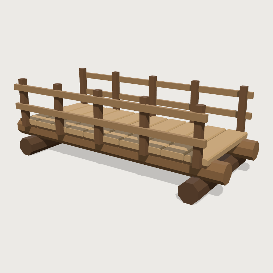 Log Plank Bridge low-poly 3D model