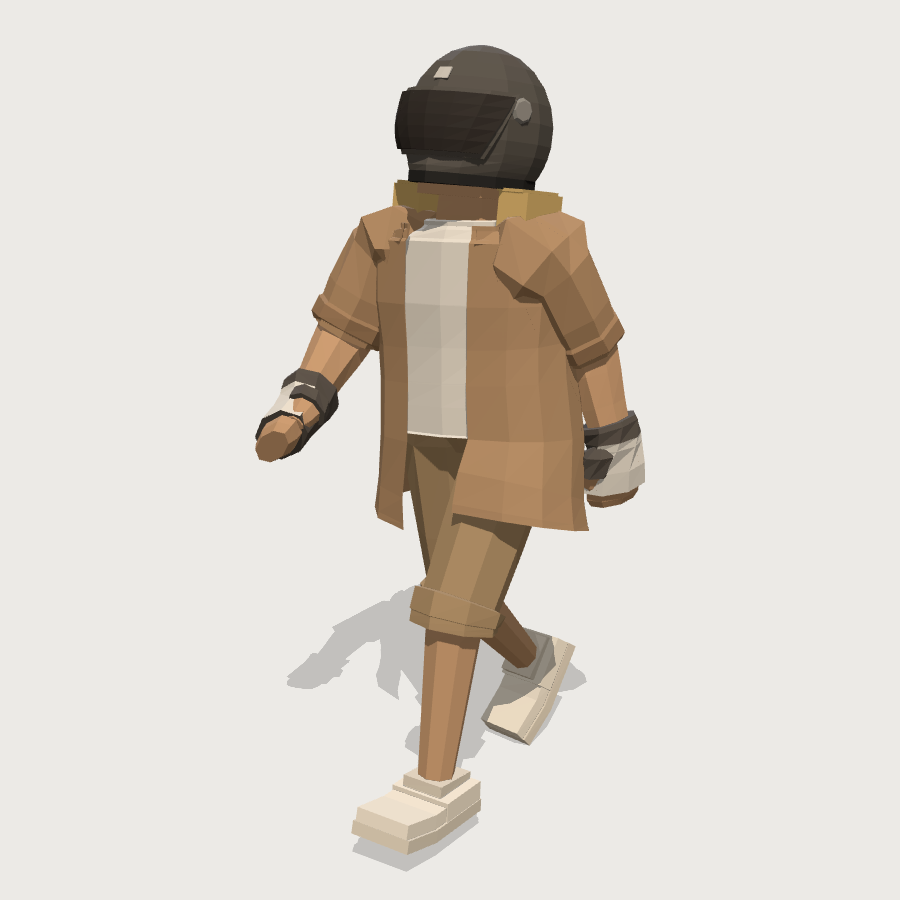 Longboarder low-poly 3D model