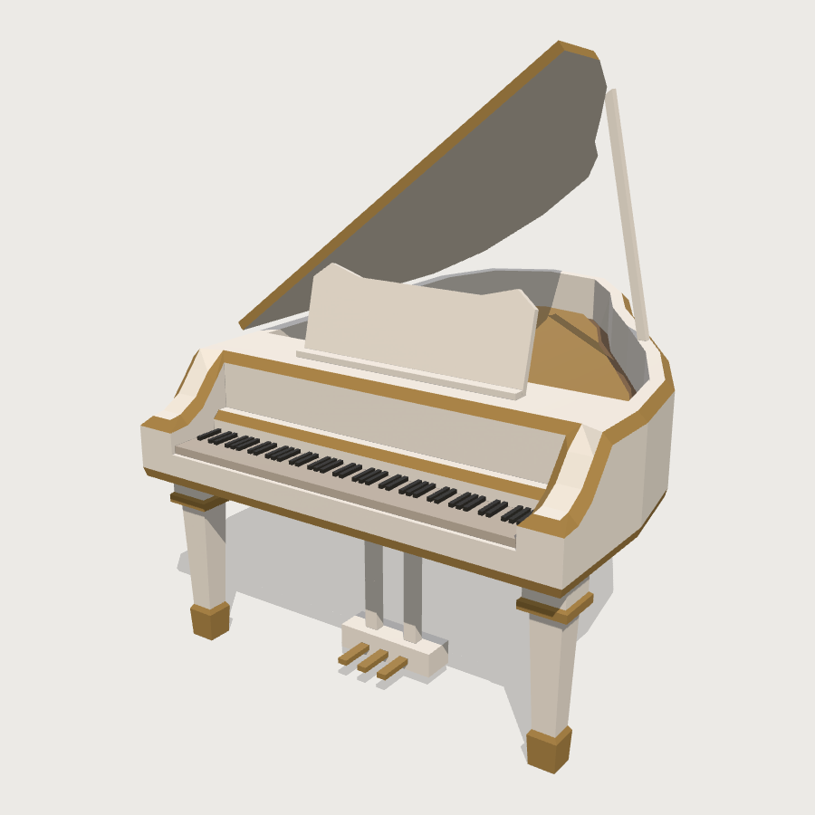 Lounge Grand Piano low-poly 3D model