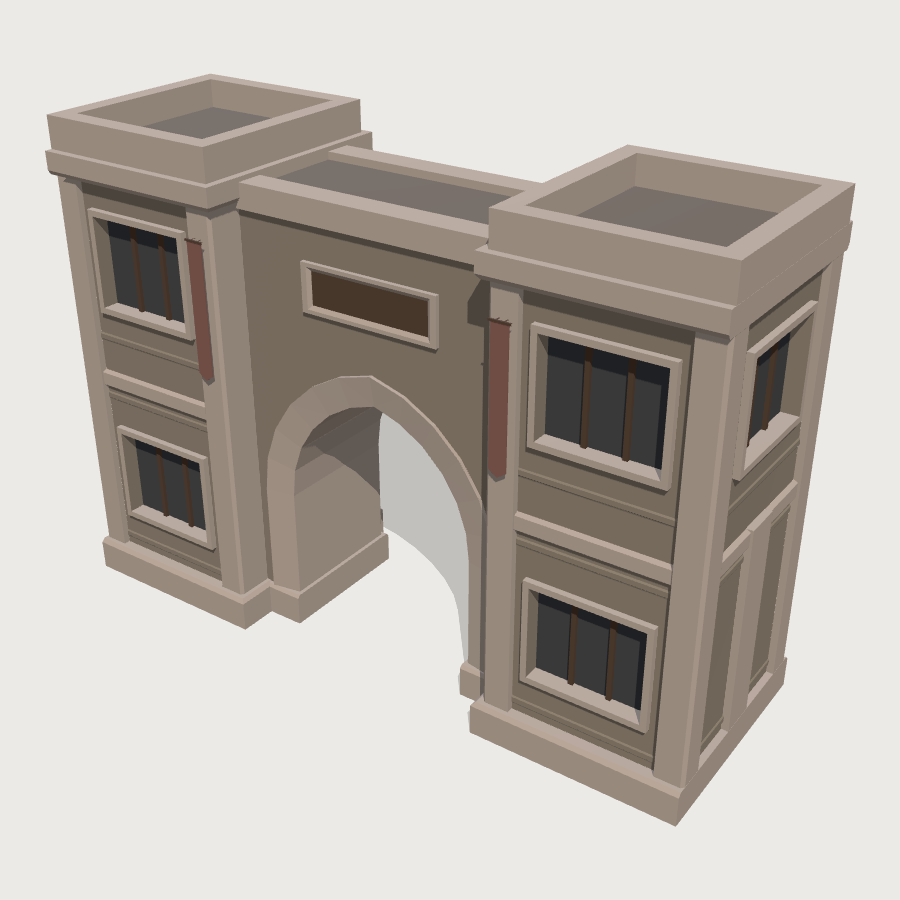 Main Gate (Arch with Lodges) low-poly 3D model