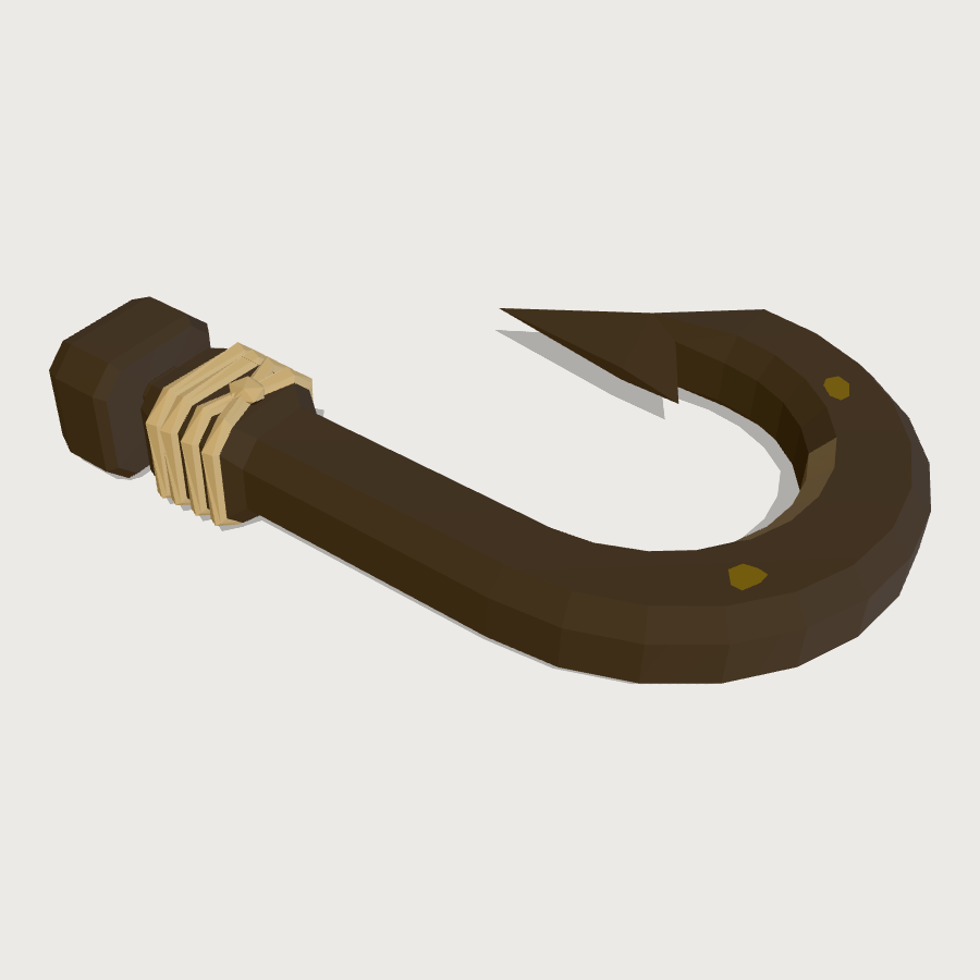 Mangai Stone Fishhook low-poly 3D model