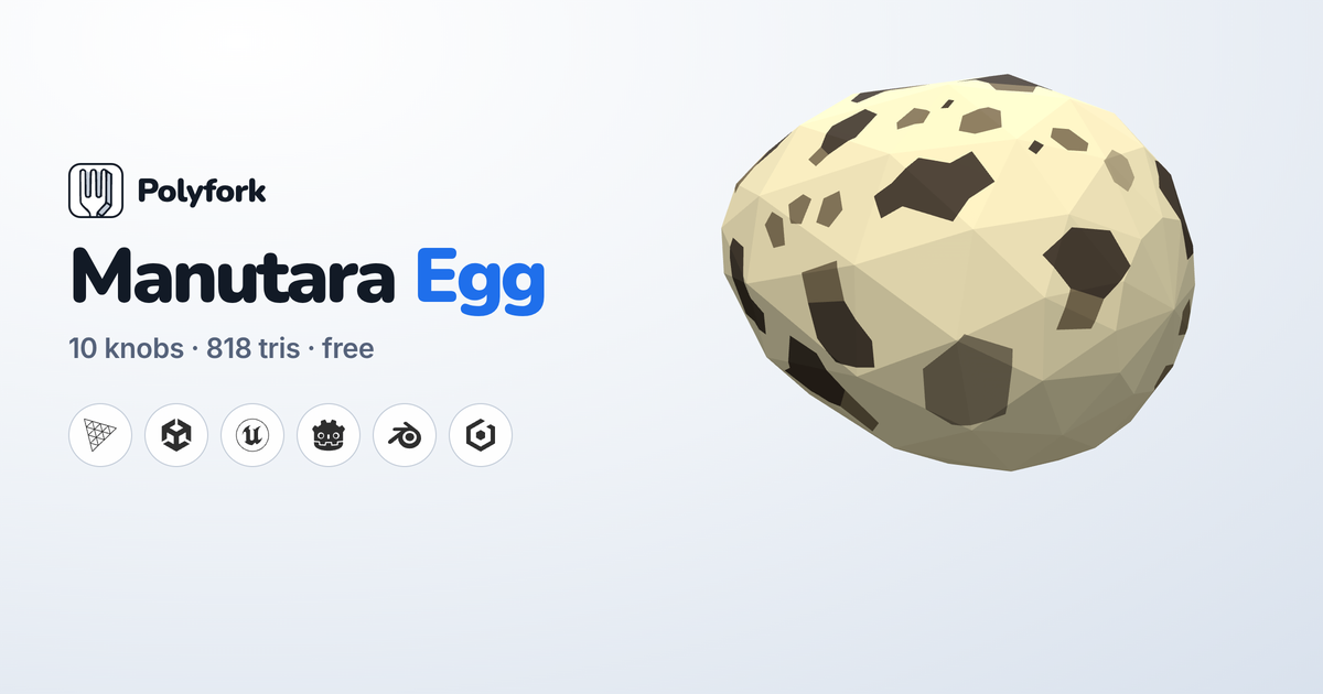 Manutara Egg: free low-poly 3D model for three.js