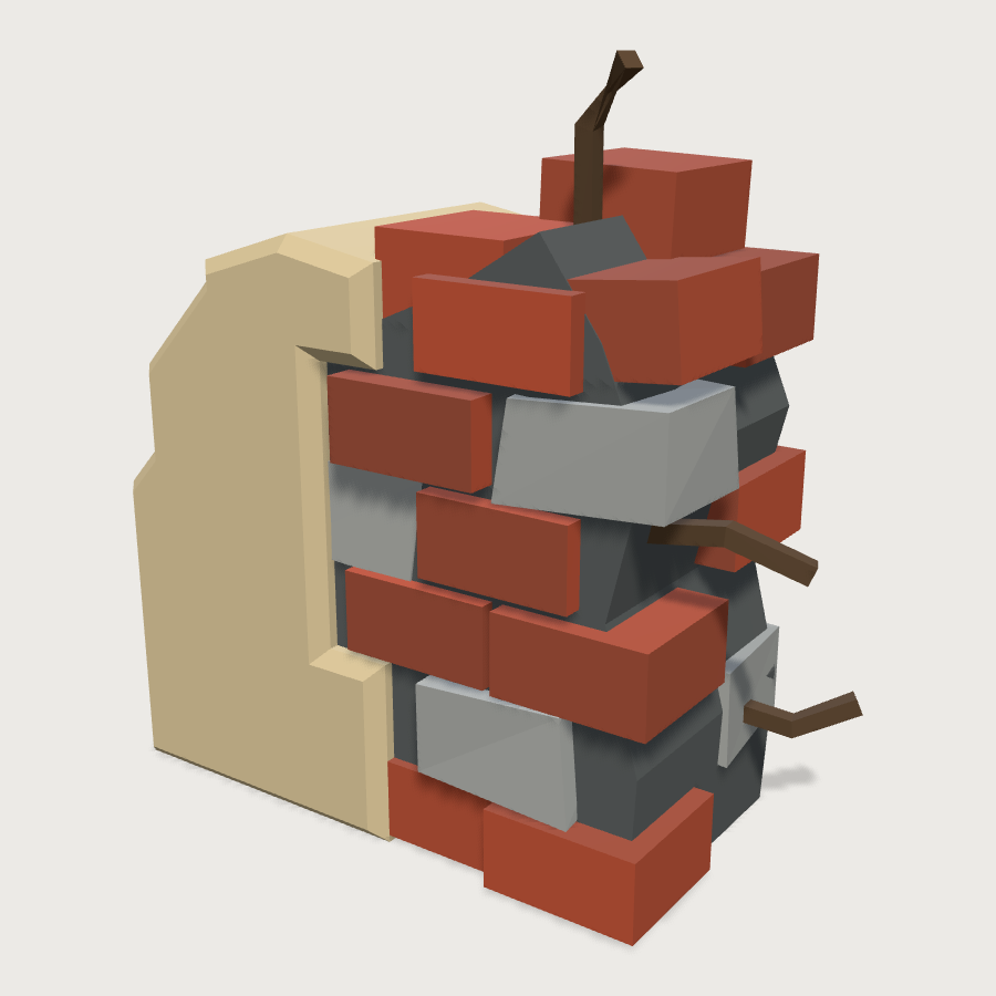 Masonry Rubble Chunk low-poly 3D model