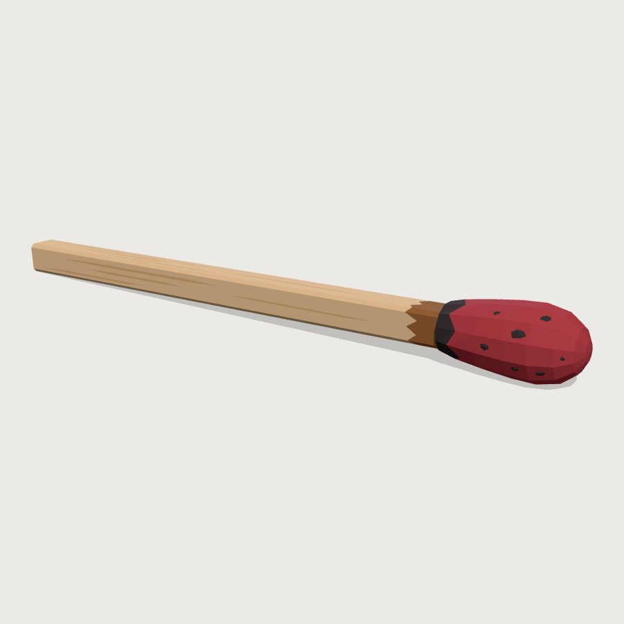 Matchstick low-poly 3D model