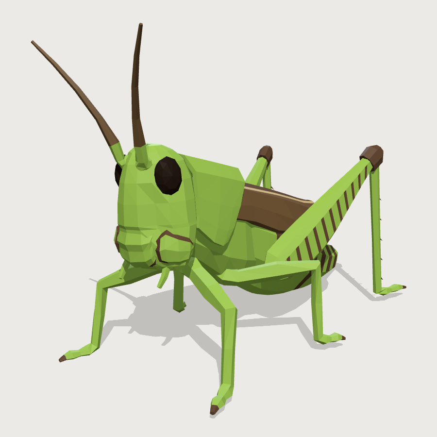 Meadow Grasshopper low-poly 3D model
