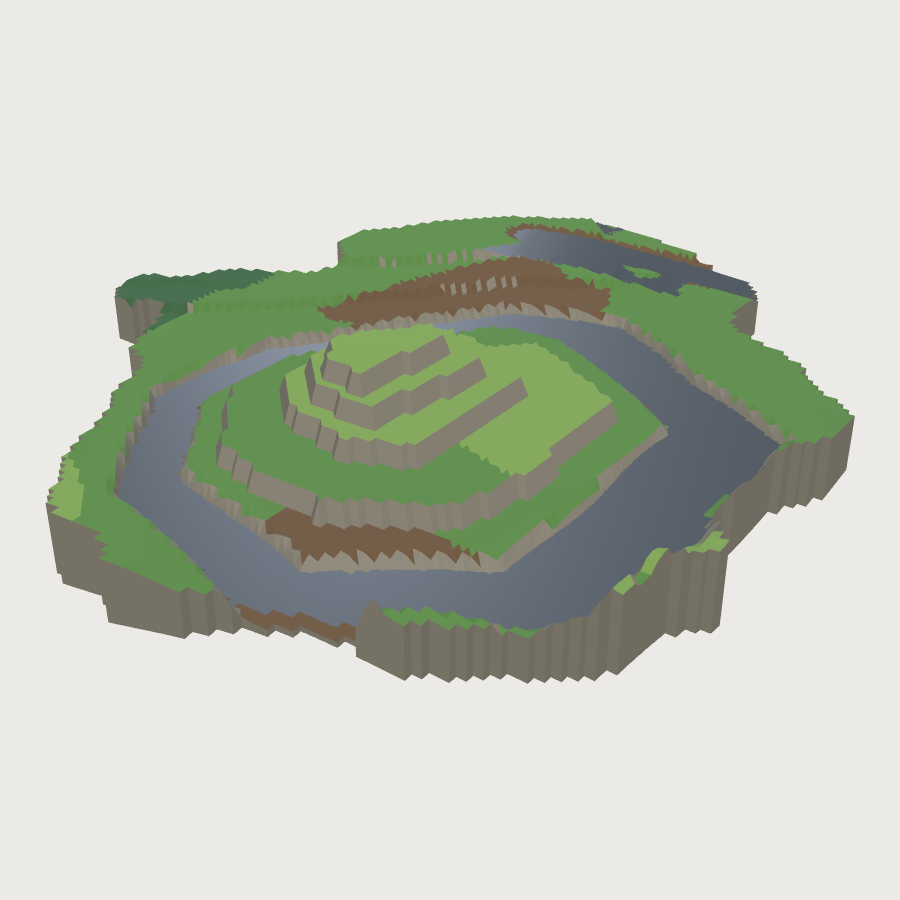 Medieval Japan Terrain low-poly 3D model