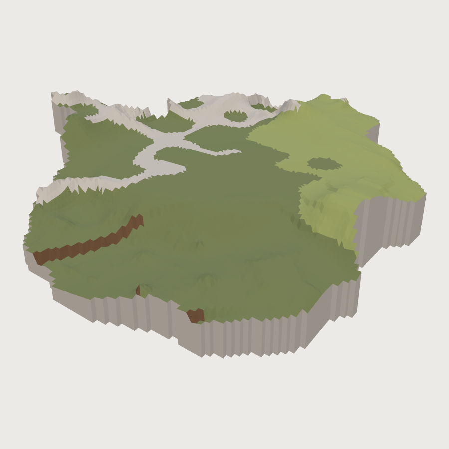 Medieval Village Terrain low-poly 3D model