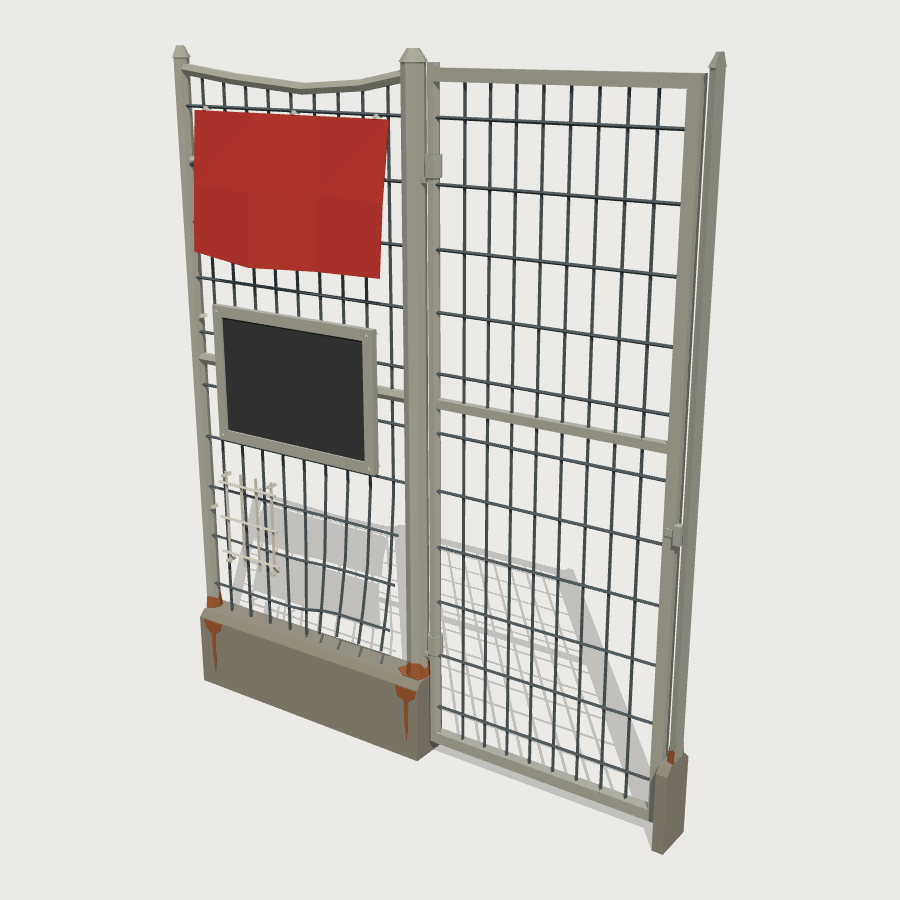 Mesh Perimeter Fence Run low-poly 3D model