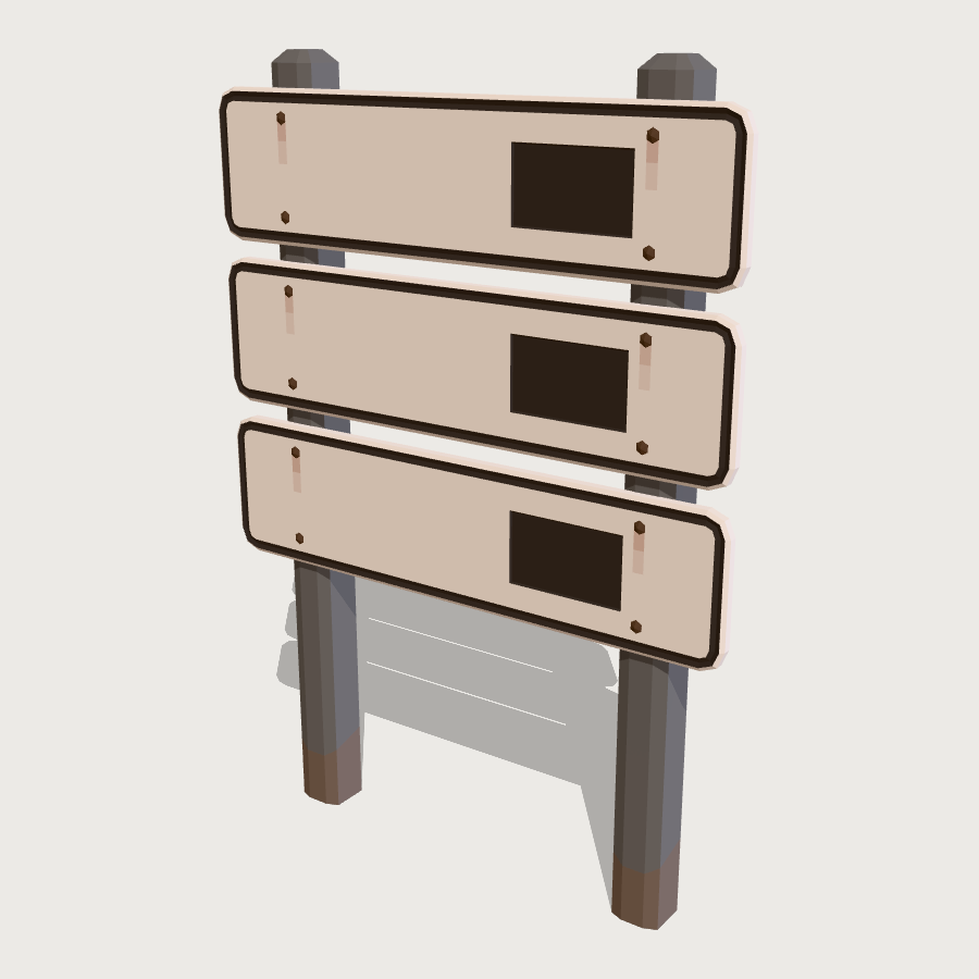 Mileage Sign Post low-poly 3D model