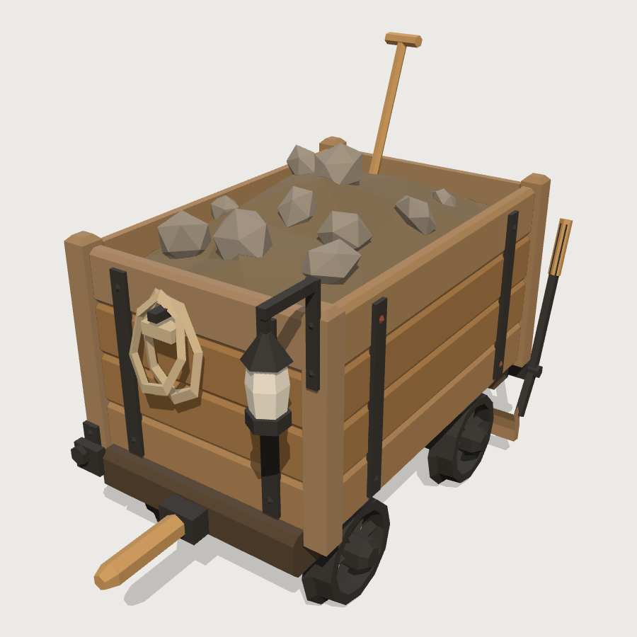 Mine Cart low-poly 3D model