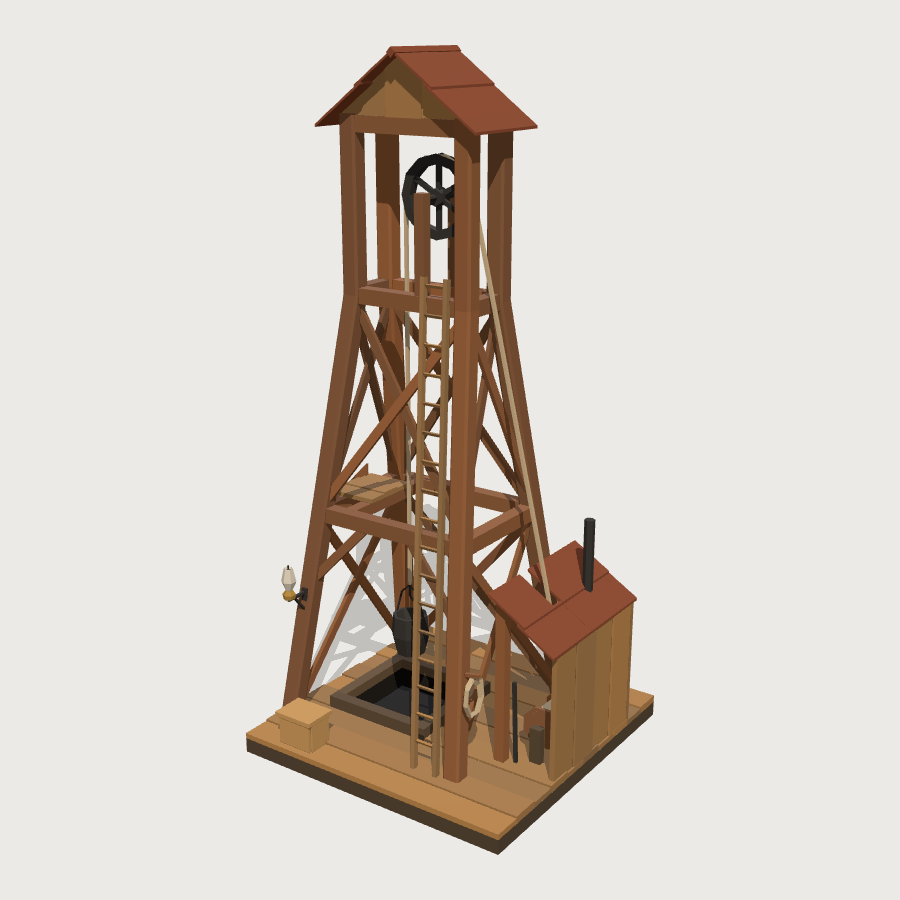 Mine Headframe low-poly 3D model