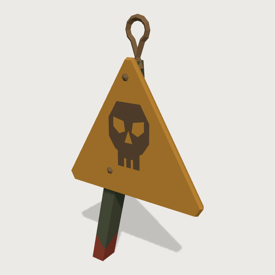 Minefield Warning Sign low-poly 3D model