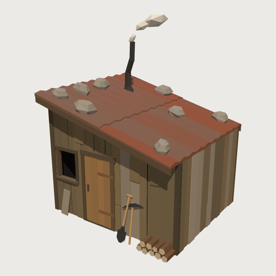 Miner's Shack low-poly 3D model