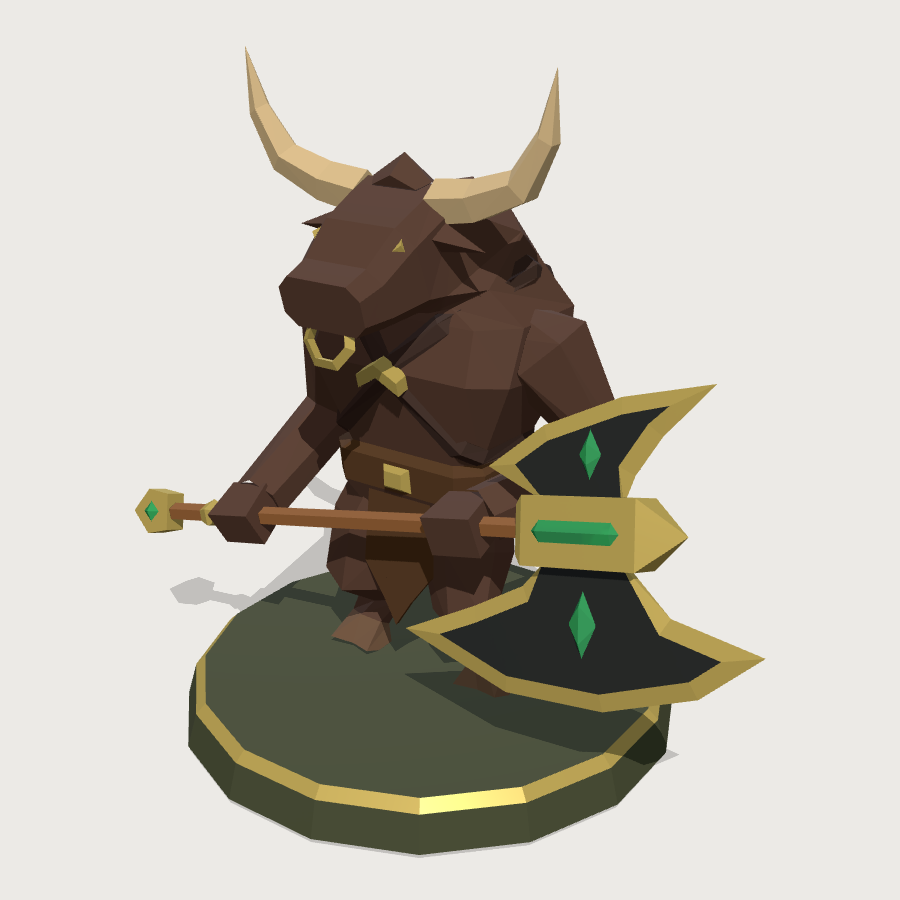 Minotaur Miniature low-poly 3D model