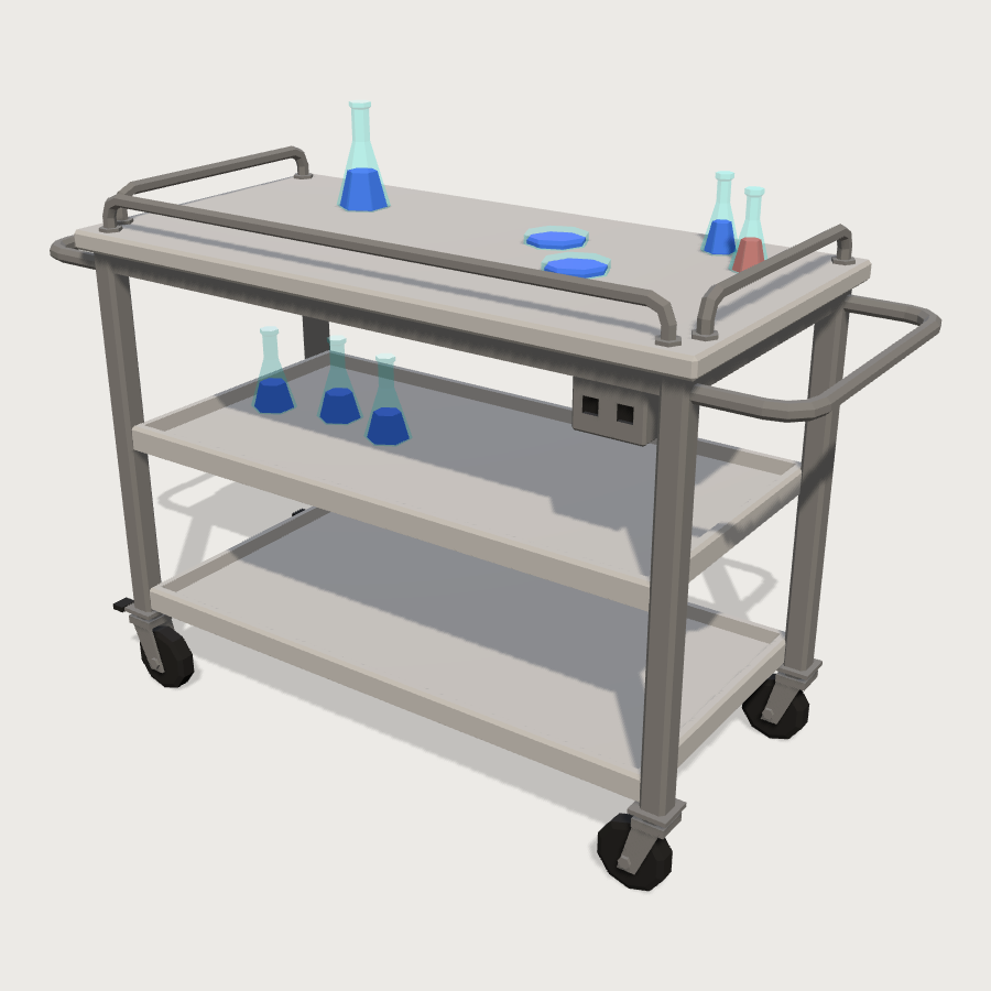 Mobile Bench Cart low-poly 3D model