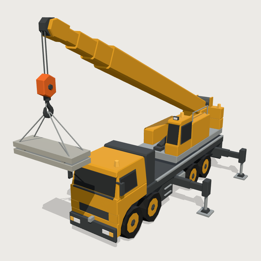 Mobile Crane low-poly 3D model