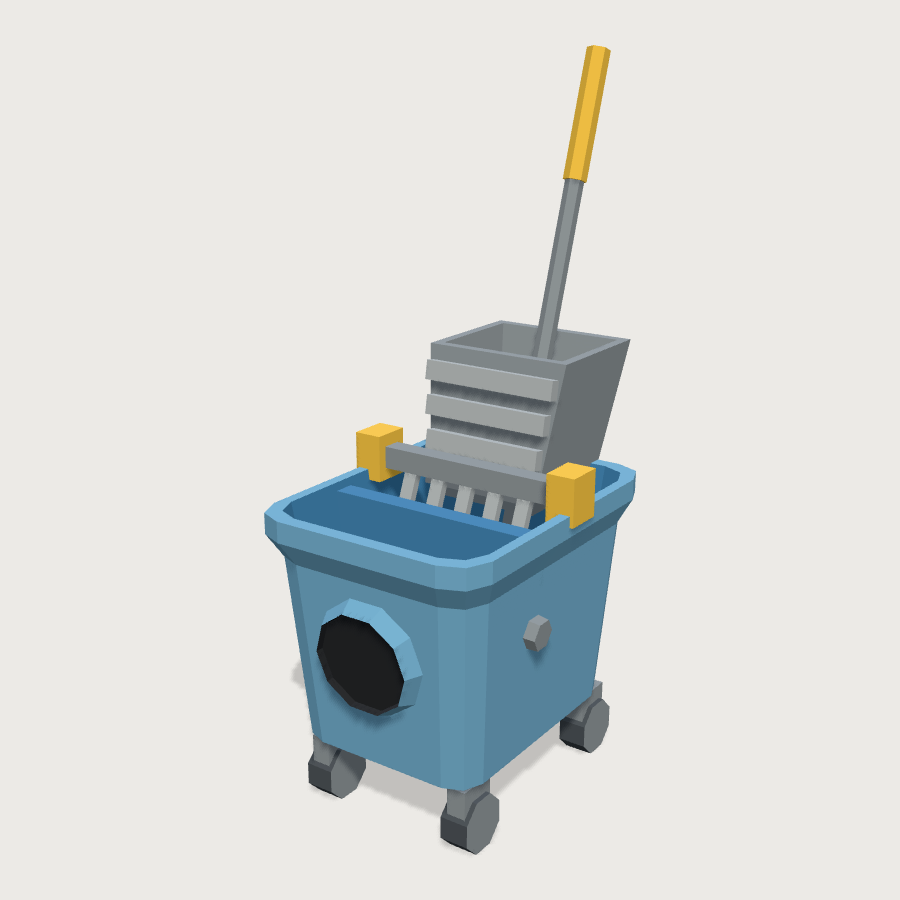 Mop Bucket Trolley low-poly 3D model
