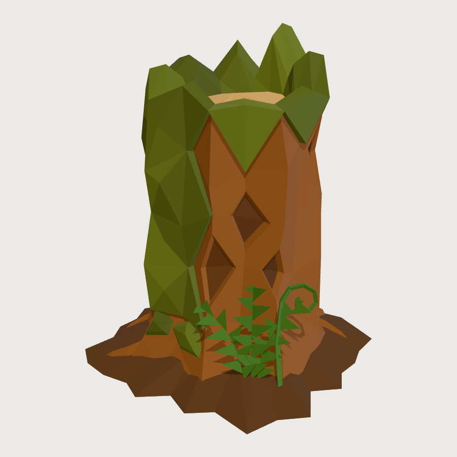 Moss-Covered Stump low-poly 3D model