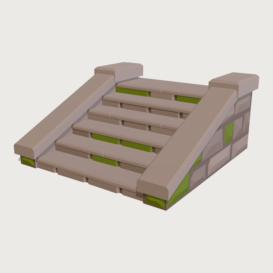 Mossy Stone Steps low-poly 3D model