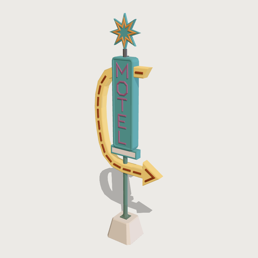 Motel Neon Sign low-poly 3D model