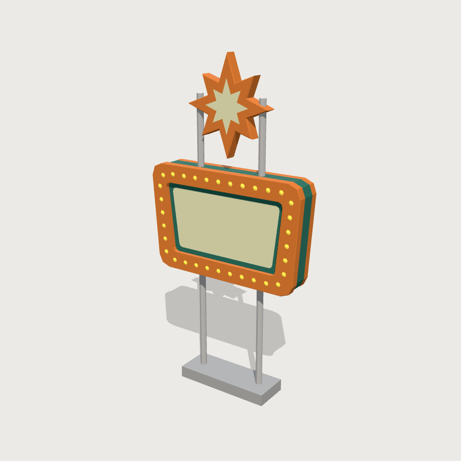 Motel-sign low-poly 3D model