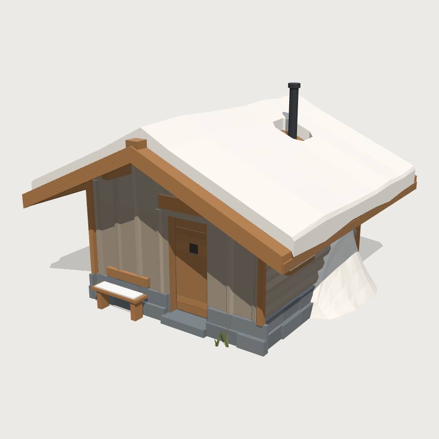 Mountain Refuge Hut low-poly 3D model