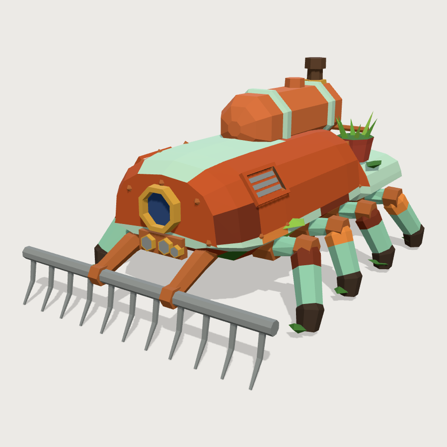 Multi-legged tiller low-poly 3D model