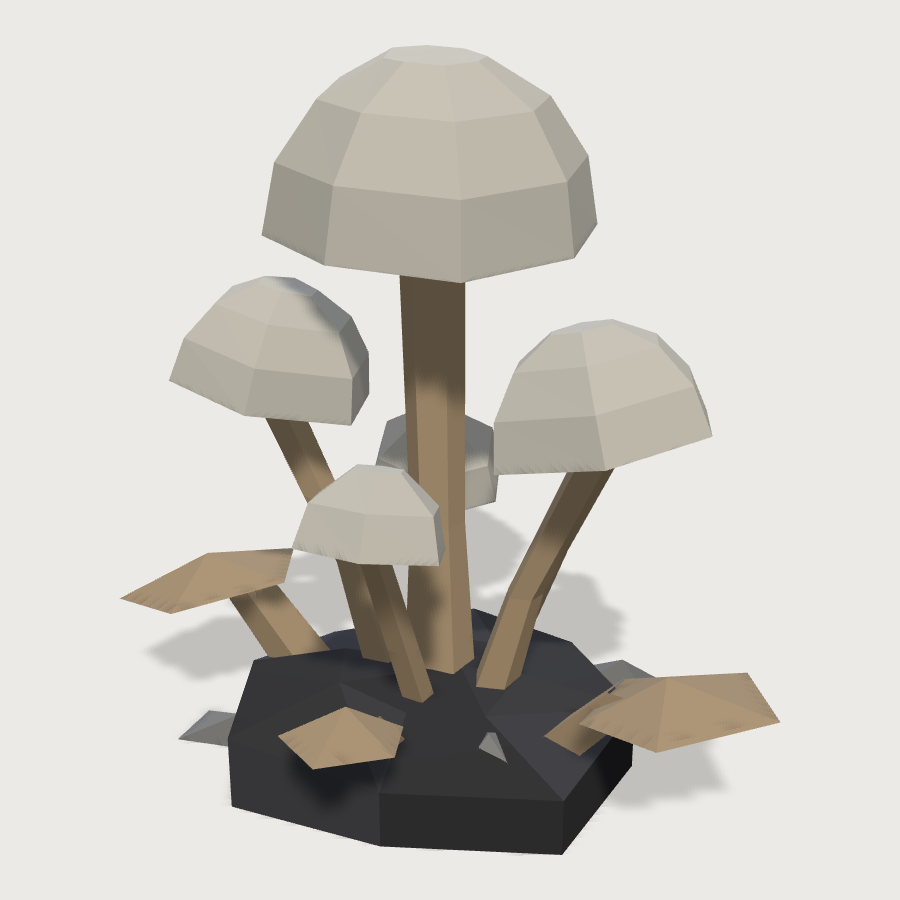 Mushroom Cluster low-poly 3D model
