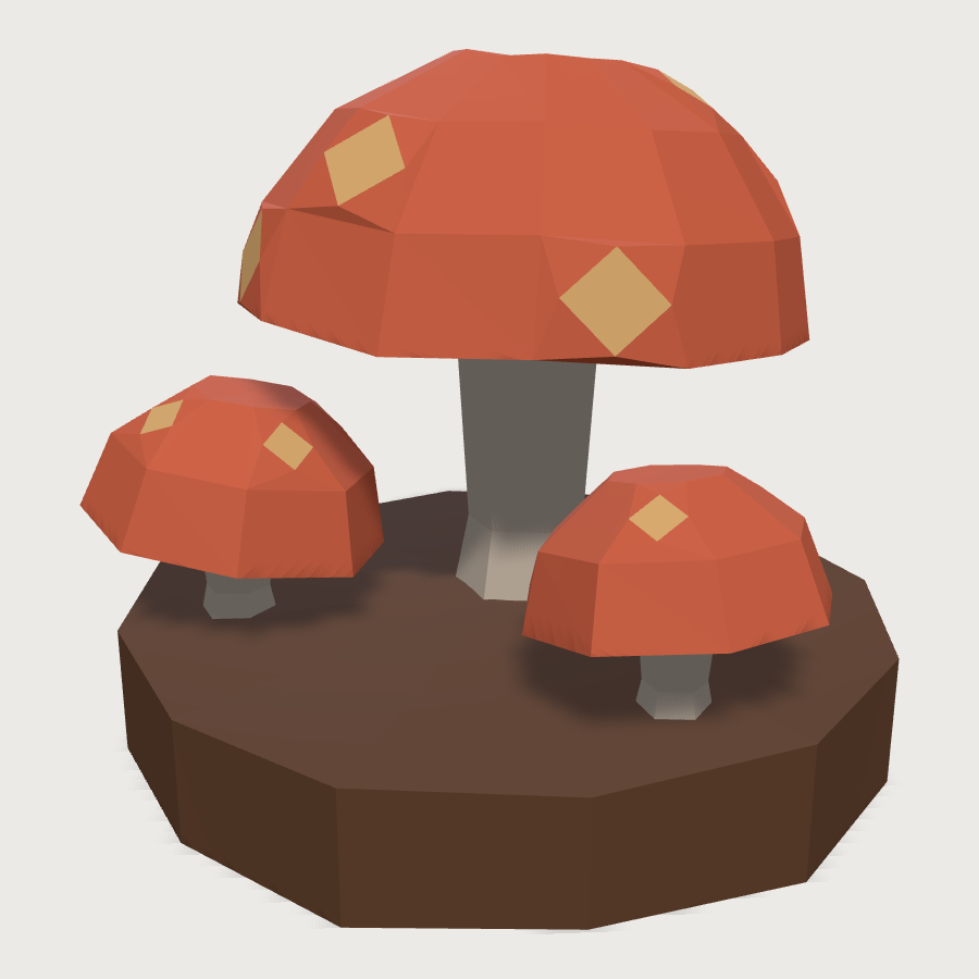 Mushroom Cluster low-poly 3D model