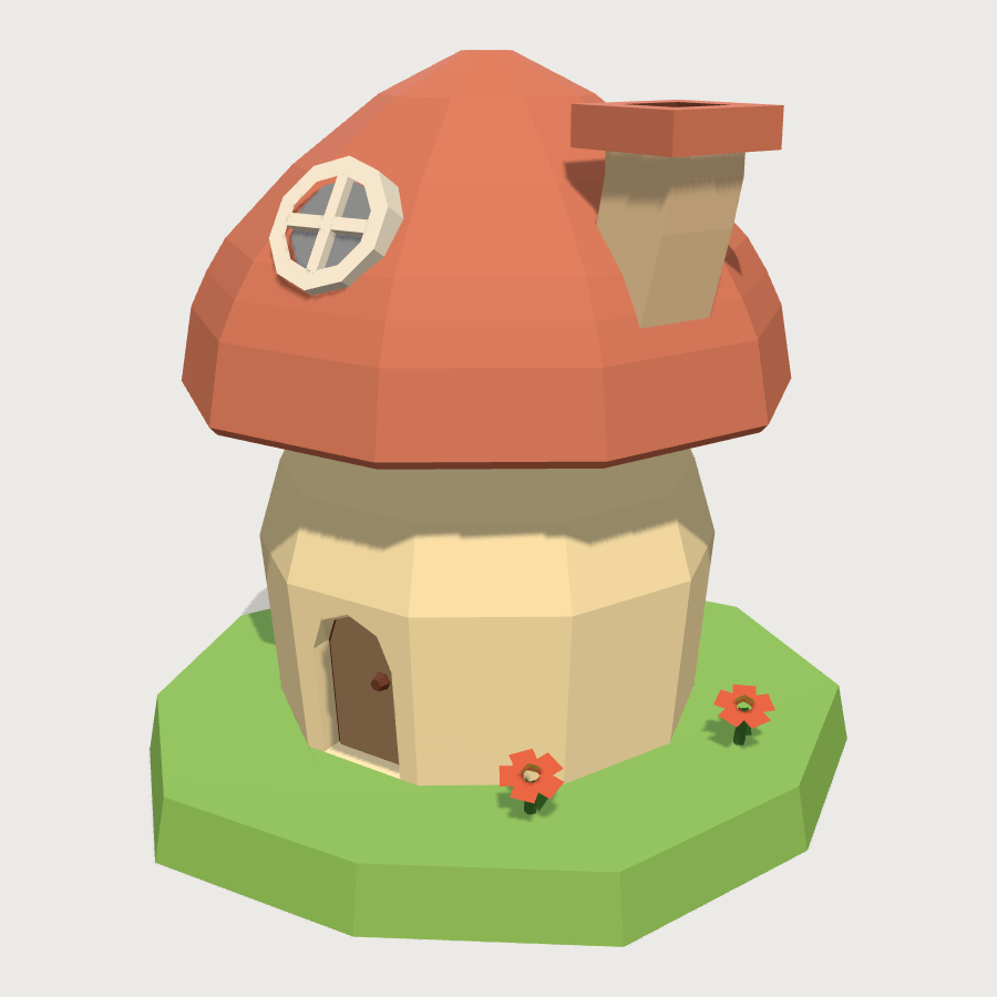 Mushroom Cottage low-poly 3D model