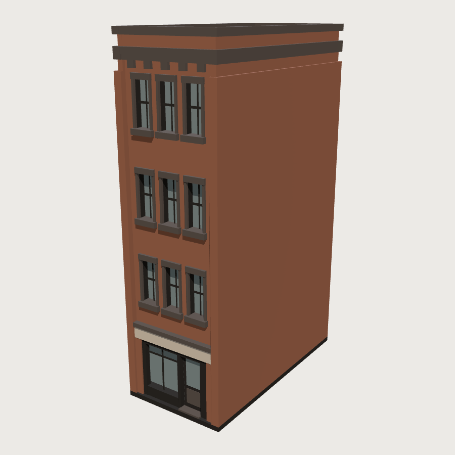 Narrow Walk-Up low-poly 3D model