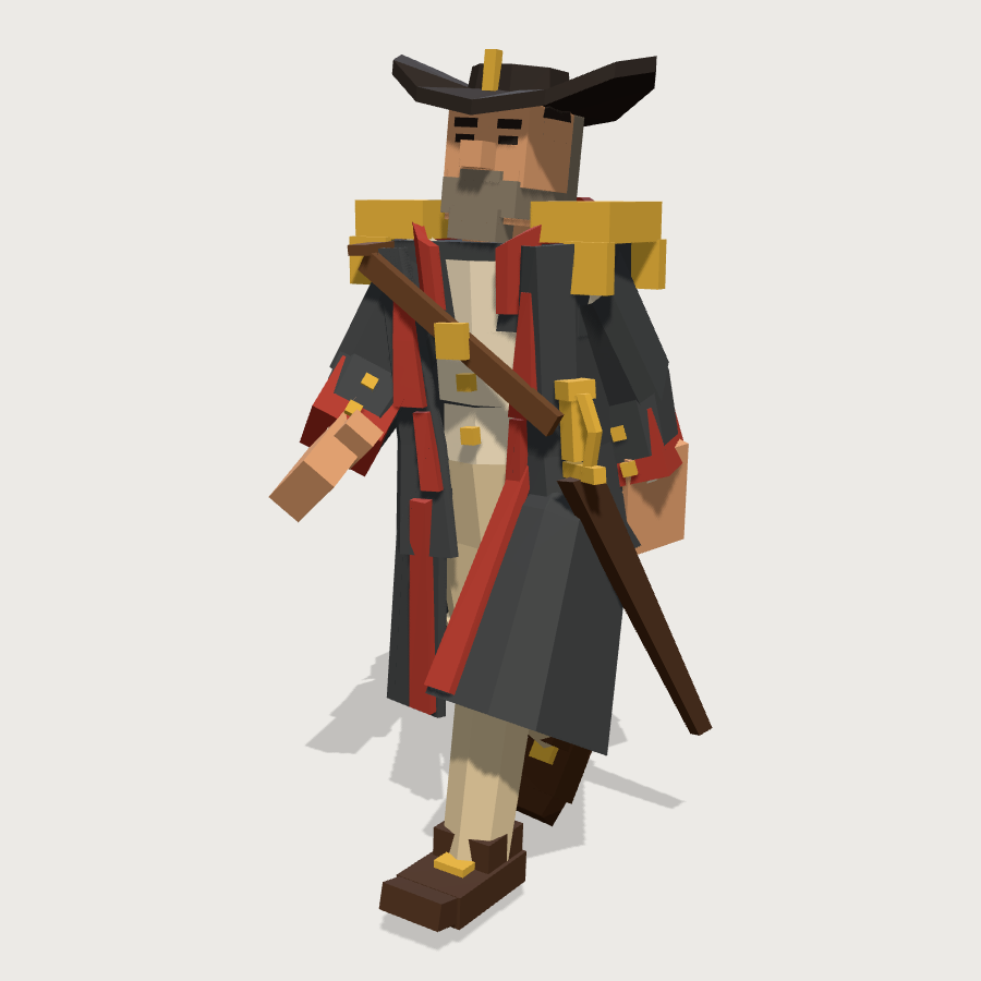 Naval Officer low-poly 3D model