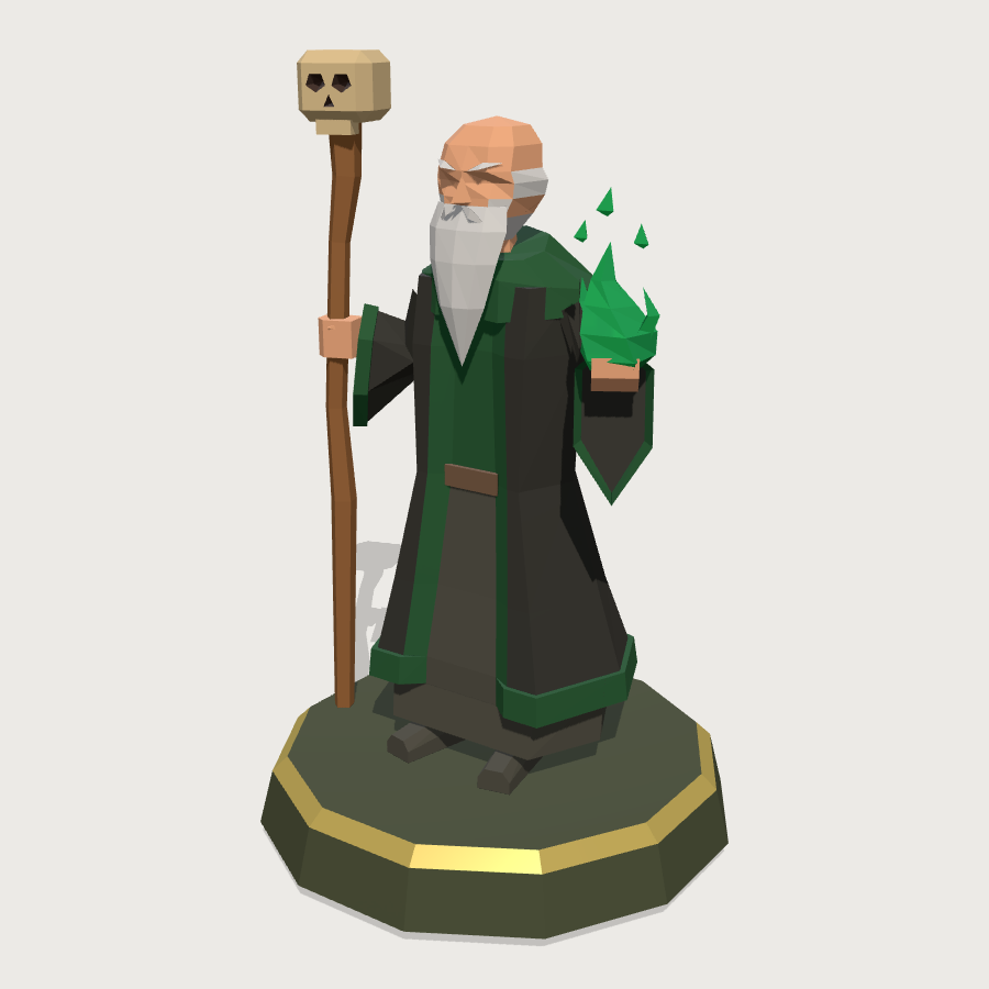 Necromancer Miniature low-poly 3D model