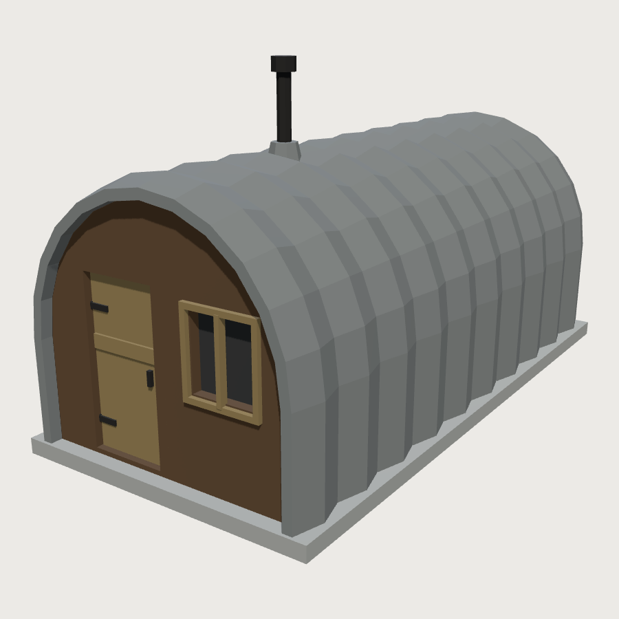 Nissen Hut low-poly 3D model