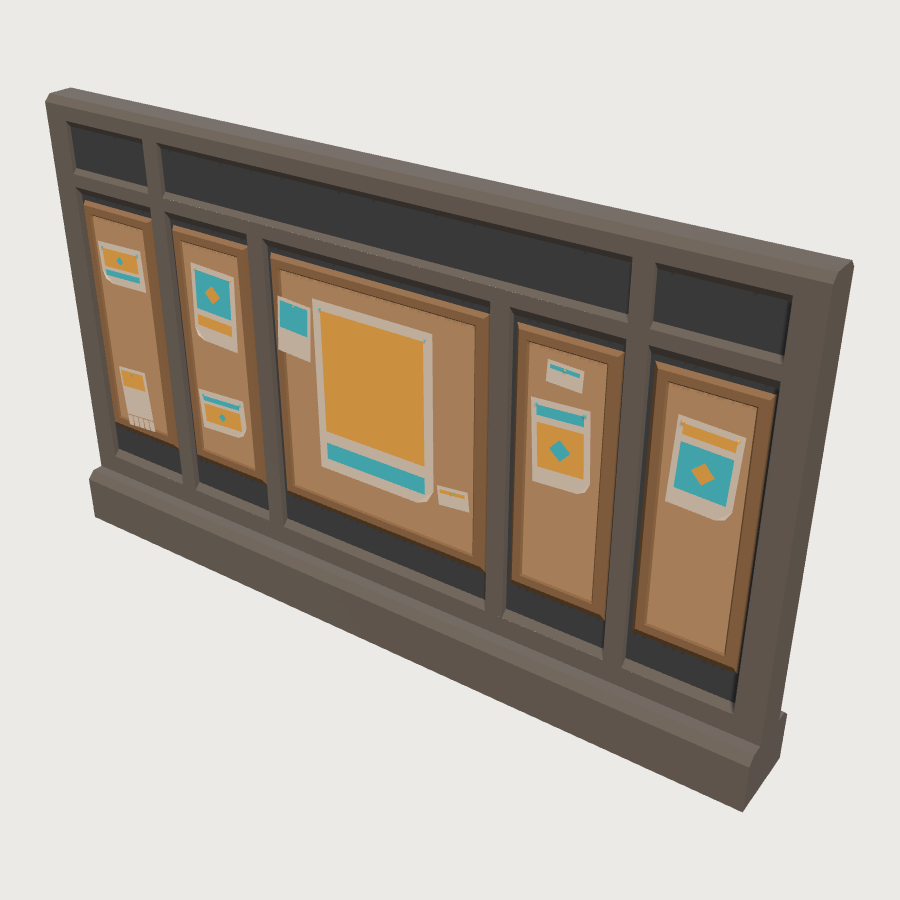 Noticeboard Wall Run low-poly 3D model