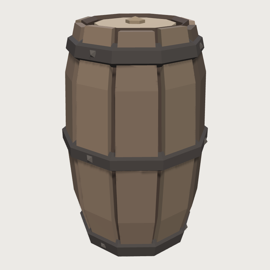 Oak Barrel low-poly 3D model