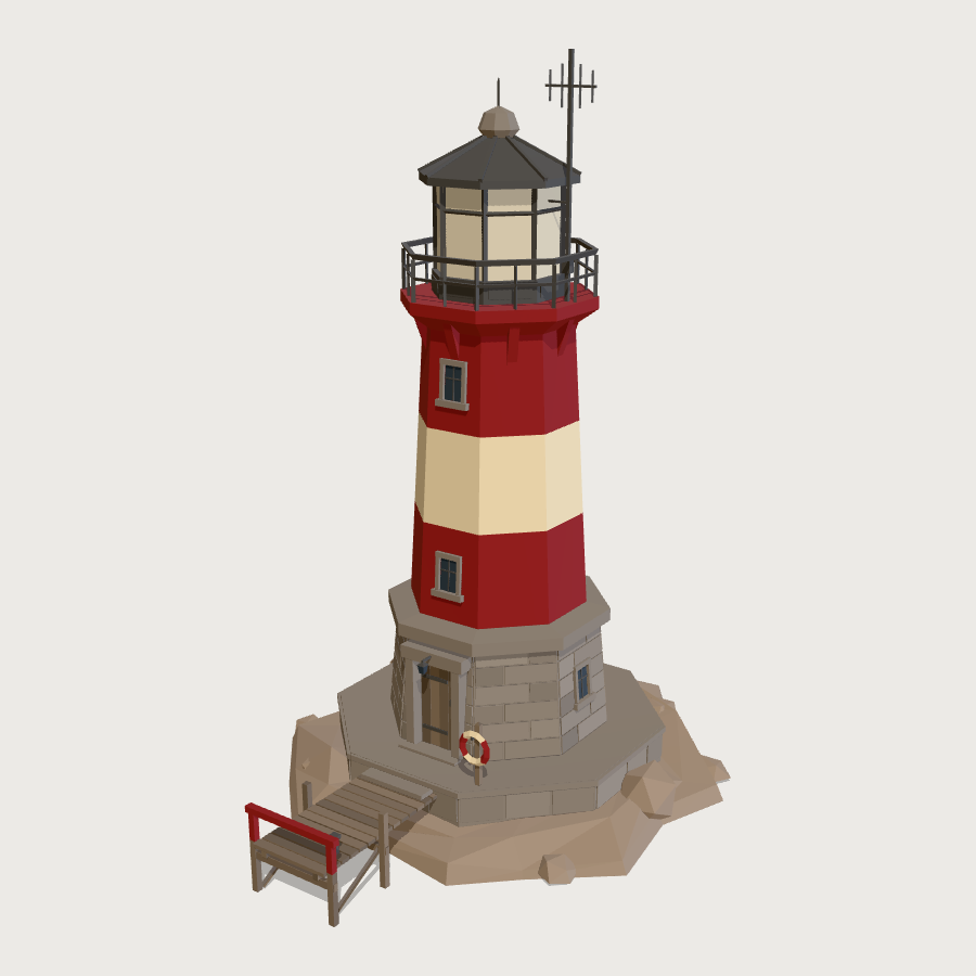 Old Lighthouse low-poly 3D model