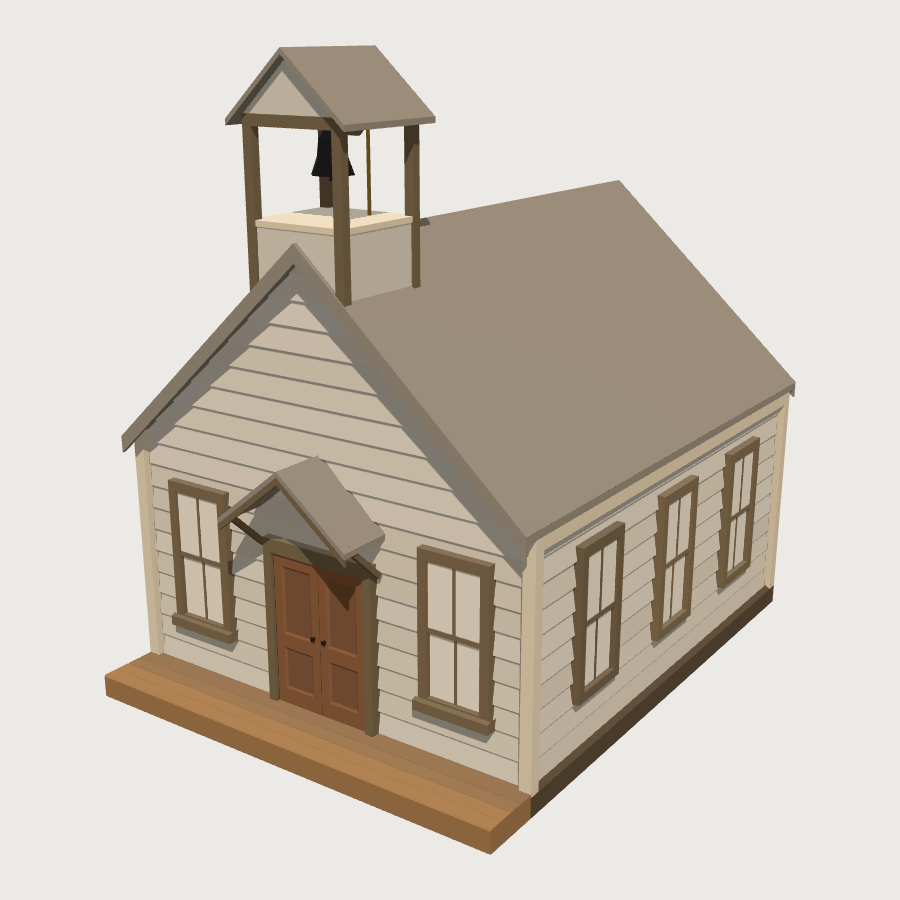 One-Room Schoolhouse low-poly 3D model