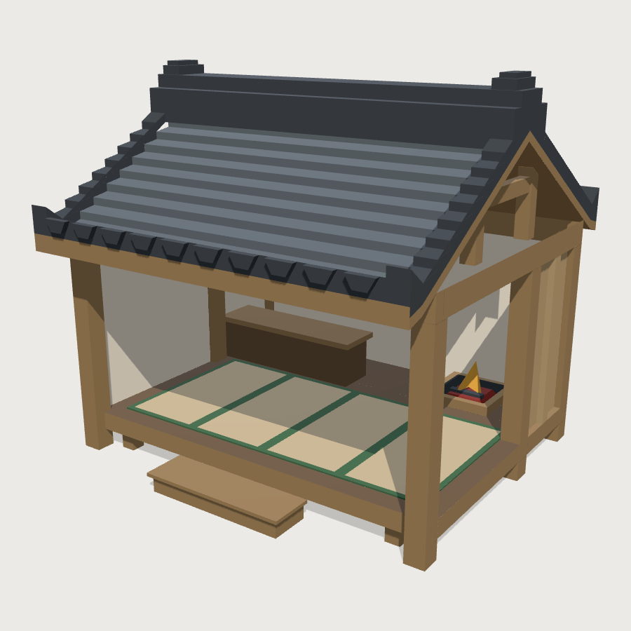 Open-Front Teahouse low-poly 3D model