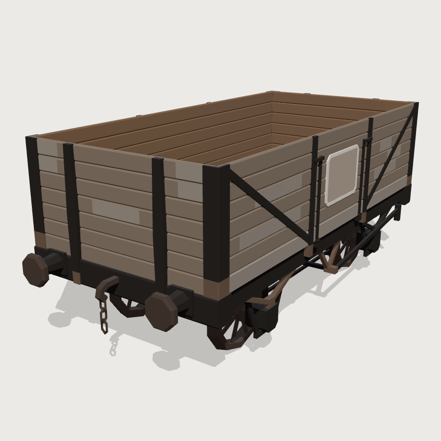 Open Goods Wagon low-poly 3D model
