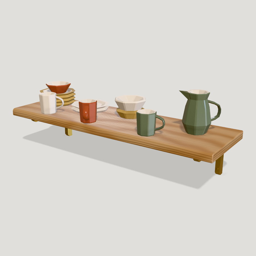 Open Kitchen Shelf HD 3D model